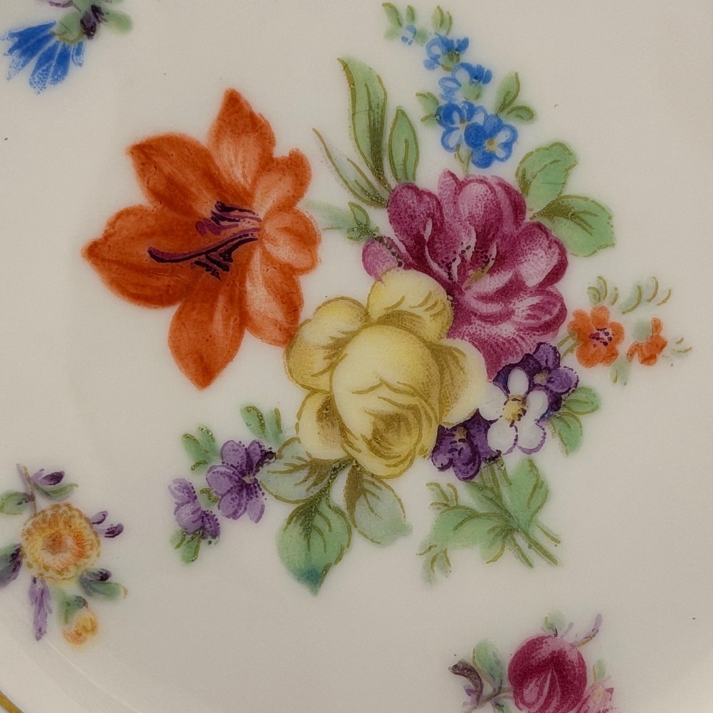 Vintage Schumann Arzberg Germany Chateau Dresden Flowers 6" Reticulated Plate - Picture 8 of 12